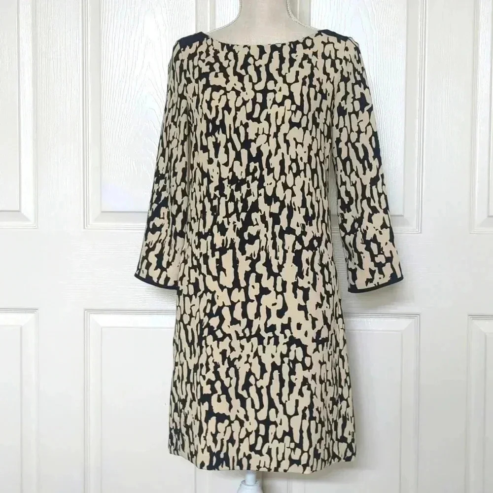 Zara Black and Cream Pattern Dress
